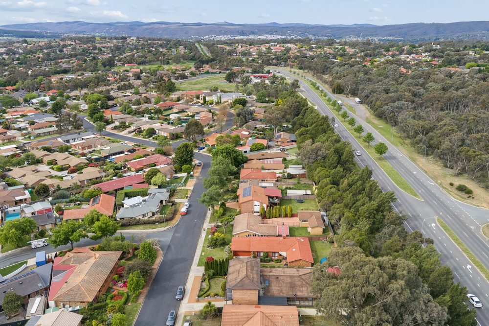 Aerial view over the suburb